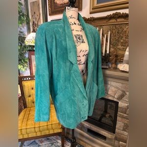 Vtg Leather Suede Teal Jacket Woman’s Large